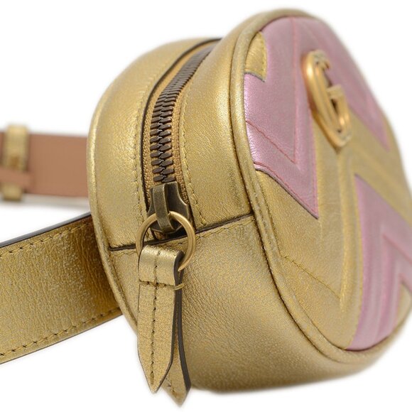 GUCCI Pink Leather GG Marmont Fanny Pack - Picture 4 of 8